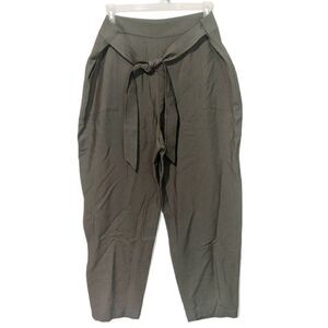 ‎Womens Leith 2X Green Utility Pants High Waist Belt Ankle Length